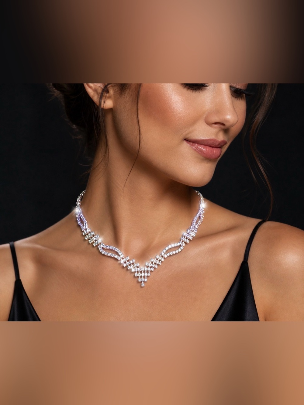 Christina Collection Clear Rhinestone Necklace Vintage